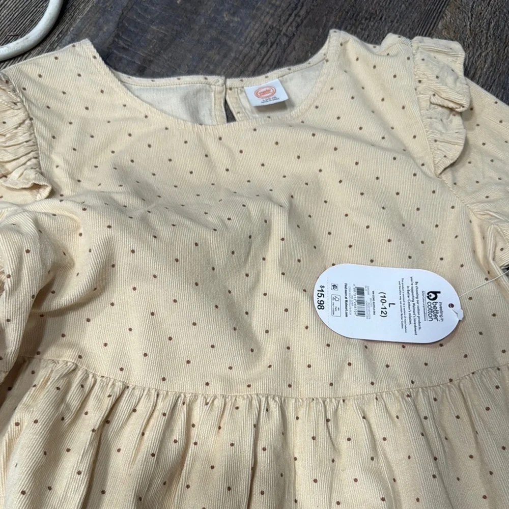 Wonder nation Kids Cream cord raffle Polka Dot Dress